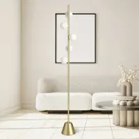 SFORZIN Design golvlampa Pomi, dimbar, Mässing / guld, Vardagsrum / matsal, Metall, Design, Golvlampa