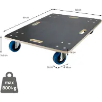 ECD-Germany ECD Germany transportrulle 60 x 80 cm upp till 800 kg screentryckplåt - PP-hjul rullbordsmöbler rulltransporthjälp för flyttning av