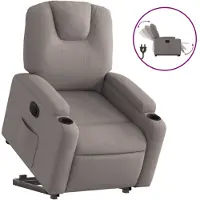 vidaXL Elektrisk reclinerfåtölj med uppresningshjälp taupe tyg