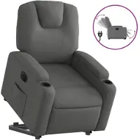 vidaXL Elektrisk reclinerfåtölj med uppresningshjälp mörkgrå tyg
