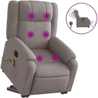 vidaXL Elektrisk lyftande massagefåtölj med vilfåtölj, taupe