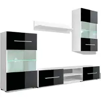 vidaXL TV-möbel med väggskåp och LED 5 delar svart