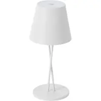 LINDBY LED-uppladdningsbar bordslampa Janea CROSS, vit, metall , dimbar, Vitt / opal, Metall, Modern