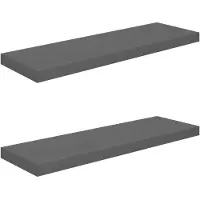 vidaXL Svävande vägghyllor 2 st grå högglans 80x23,5x3,8 cm MDF
