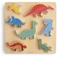 Mushie tr dino -pussel | Fr barn 3 r+ | Frskoleutbildning och smbarn Montessori Toys (7 st)