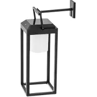LUCANDE LED-vägglampa Tilena, kantig, svart, aluminium Tilena , dimbar, Svart, Aluminium / grå / zink, Modern, Solcellslampa utomhus