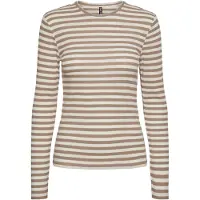 Pieces T-shirt 'RUKA' ecru / mörkbeige