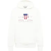 Gant för män. 2047082 Archive Shield huvtröja off-white (5XL), Vit, Casual, Bomull, Lång ärm