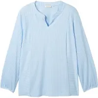 Tom Tailor Women + Blus ljusblå / off-white