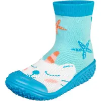 Playshoes Strand-/badsko 'Einhornmeerkatze' ljusblå / mint / orange / vit