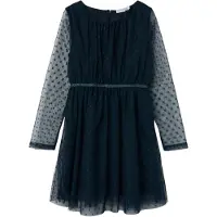 Name it Klänning - Noos - NkfVabos - Dark Sapphire m. Prickar - - 8 år (128) - Klänning
