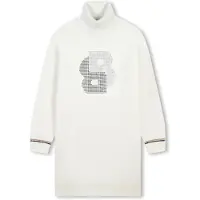 BOSS Kids' rollneck sweater dress with rhinestone Double B monogram