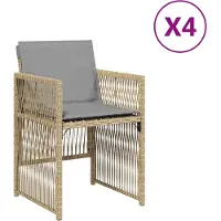 vidaXL Trädgårdsstolar med dynor 4 st blandad beige konstrotting