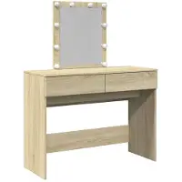 vidaXL Sminkbord Med LED-belysning, Sonoma Ek, 100X40X130 Cm