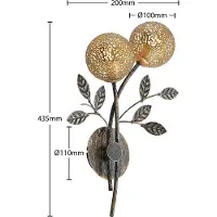 LUCANDE Vägglampa , Evory, dimbara, Svart, Vardagsrum, Metall, Florentinsk