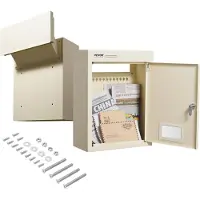 Vevor Brevlåda för väggmontering, kraftig brevlåda i stål med 6,8-19 cm kombinationslås, 30 x 15 x 40 cm brevlåda, beige