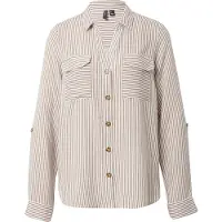 Vero Moda Blus 'Bumpy' ljusbrun / vit