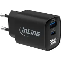 InLine InLine&reg; USB PD Netzteil, GaN Ladeger&auml;t, 2-Port, USB-C + USB-A, 30W, mit Display