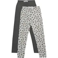 Minymo Leggings - 2-pack - Gråmelerad/Leopard - - 6 år (116) - Leggings