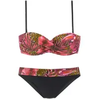 LASCANA Bikini grön / rosa / eldröd / svart