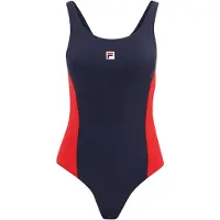 FILA Sportbaddräkt 'Saturnia' mörkblå / eldröd / vit