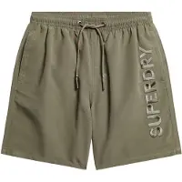Superdry för män. M3010227A Premium grön broderad baddräkt (S), Strandkläder, Återvunnen polyester, Hållbar