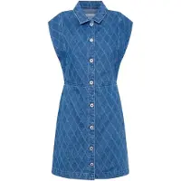 Pepe Jeans för kvinnor. PL953554 Chey klänning blå (S), Casual, Bomull, Denim, Ärmlös / Hängselbyxor, Hållbar