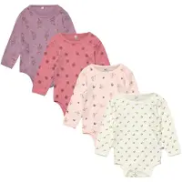 Pippi Baby Bodies l/ä - 4-pack - Dusty Rose - - 56 - Body L/Ä