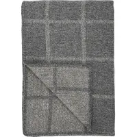 Hoie Høie ullpläd - 100 % norsk ull - Oppdal grå - 130x200 cm -