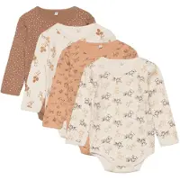 Pippi Baby Bodies l/ä - 4-pack - Whitecap Grey - - 1 år (80) - Body L/Ä