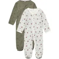 Pippi Baby Onesie - Pyjamasdräkter - 2-pack - Deep Lichen Green - - 2 år (92) - Onesie