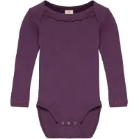 Smallstuff Body l/ä - Plommonlila m. Hålmönster/Spetsar - - 62 - Body L/Ä