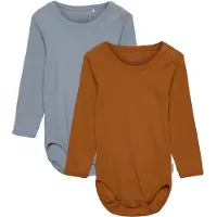 Minymo Bodies l/ä - 2-pack - Ashley Blue - - 1 år (80) - Body L/Ä