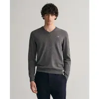 Gant för män. 87212 Grå V-ringad tröja (M), Casual, Ull
