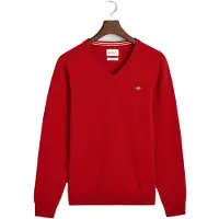 Gant för män. 87212 V-ringad tröja i mycket fin fårull röd (M), Casual