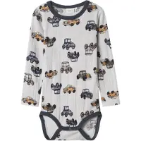 Name it Body l/ä - Ull - Noos - NmmWang - Grå Dawn m. Bilar - - 3 år (98) - Body L/Ä