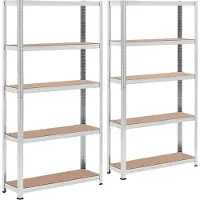 MSW Lagerhylla - 90 x 30 x 180 cm - för 5 x 175 kg - grå - 2 st