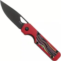 Kizer Cutlery Vanguard Mini Militaw V3634SA2 Liner Lock, Black Nitro-V, Red G10, Multi-Colored G10 Inlay, pocket knife, Jonathan Styles design
