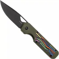 Kizer Cutlery Vanguard Militaw V3634A3 Liner Lock, Satin Nitro-V, Green G10, Multi-Colored G10 Inlay, pocket knife, Jonathan Styles design