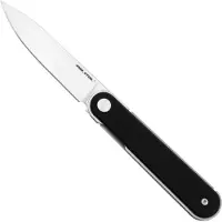 Real Steel Iris Front Flipper 8061BB Satin 12C27, Black G10, pocket knife