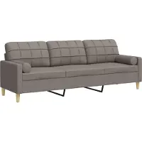vidaXL 3-sitssoffa med prydnadskuddar taupe 210 cm tyg