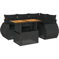 vidaXL Loungegrupp för trädgården med dynor 5 delar svart konstrotting