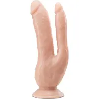 Blush Dr. Skin 8 - dubbel dildo med sugkopp - naturfärg