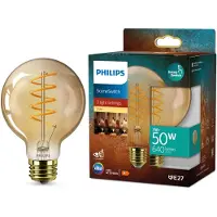 Philips - LED-glödlampa med filament - form: G95 - E27 - 1/3.8/7 W (motsvarande 50 W) - klass F - 2700 K