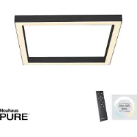 Paul Neuhaus LED taklampa Lines Square, dimbar, Svart, Vardagsrum / matsal, Aluminium / grå / zink, Modern, LED-taklampa