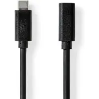 Nedis USB-kabel | USB 3.2 Gen 1 | USB-C(tm) Hane | USB-C(tm) Hona | 60 W | 4K@60Hz | 5 Gbps | Nickelplaterad | 1.00 m | Rund | PVC | Svart | Label