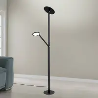Orion Uplight Fati, dimbar, Svart, Vardagsrum / matsal, Aluminium / grå / zink, Modern, Golvlampa