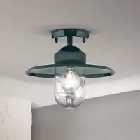 Orion Edward utomhustaklampa, grön, Ø 27,5 cm, aluminium/glas Edward, dimbar, Grön, Aluminium / grå / zink, Antik, Taklampa