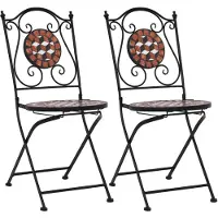vidaXL Mosaik bistrostolar - - Brun Keramik - Set om 2 - Utomhus