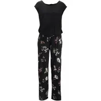 LASCANA Jumpsuit 'LS Overall black-flower' rosa / svart